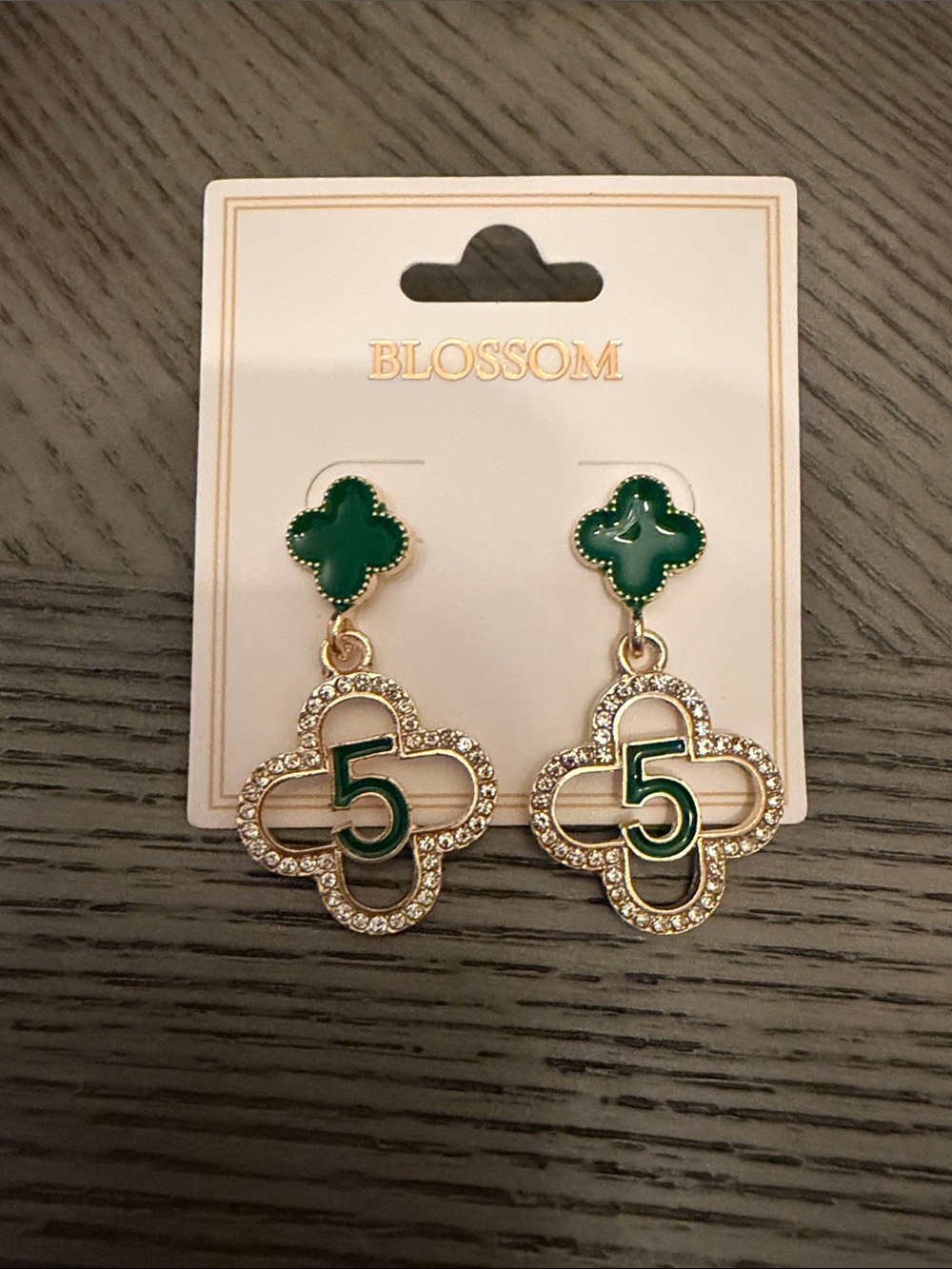 Blossom Green Clover '5' Drop Earrings